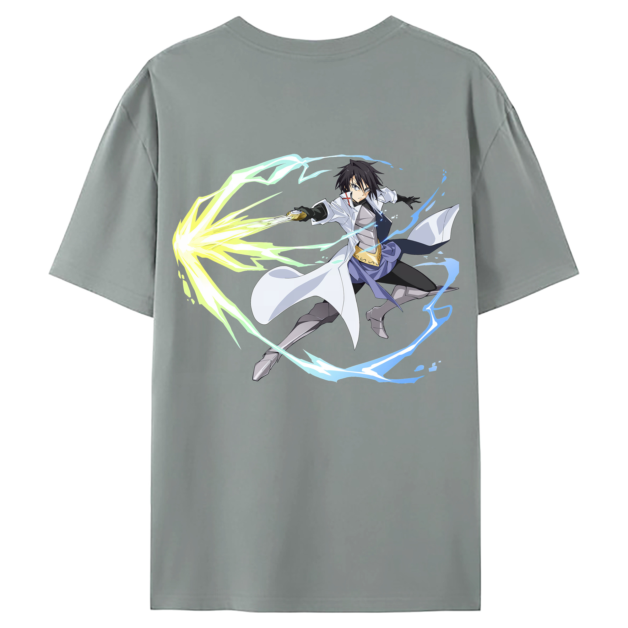 （画像用） 転スラ Regarding Reincarnated to Slime 綿100％ メンズ半袖Tシャツ（バックプリント） 通気性